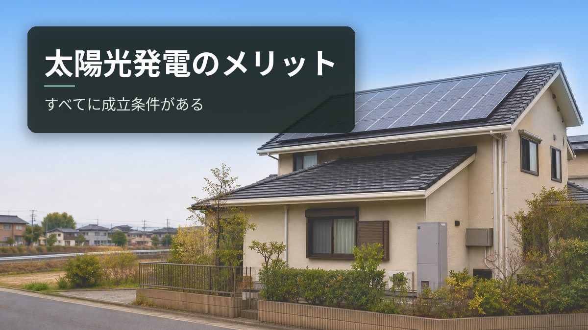 太陽光発電のメリット|すべてに成立条件がある