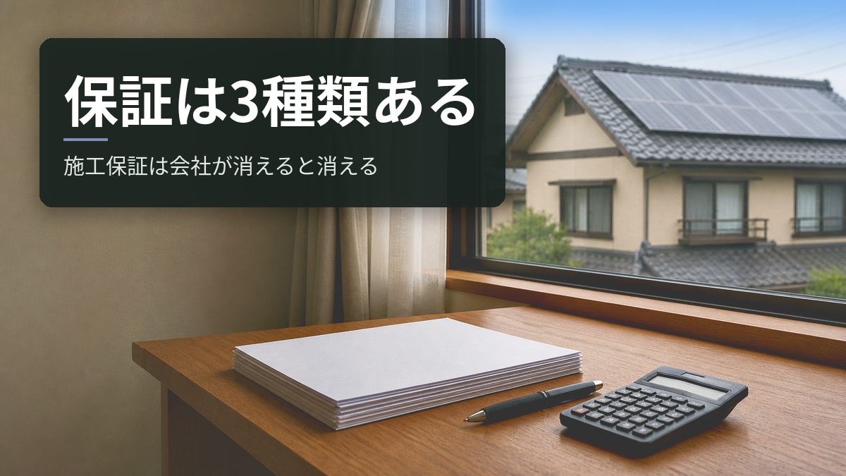 太陽光の保証は3種類ある|施工保証は会社が消えると一緒に消える