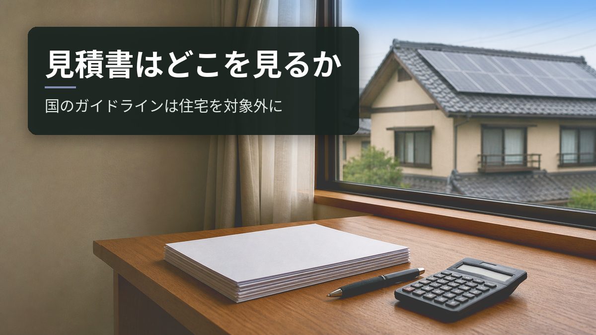 太陽光の見積書はどこを見るか｜国のガイドラインは個人の住宅を対象外にしている