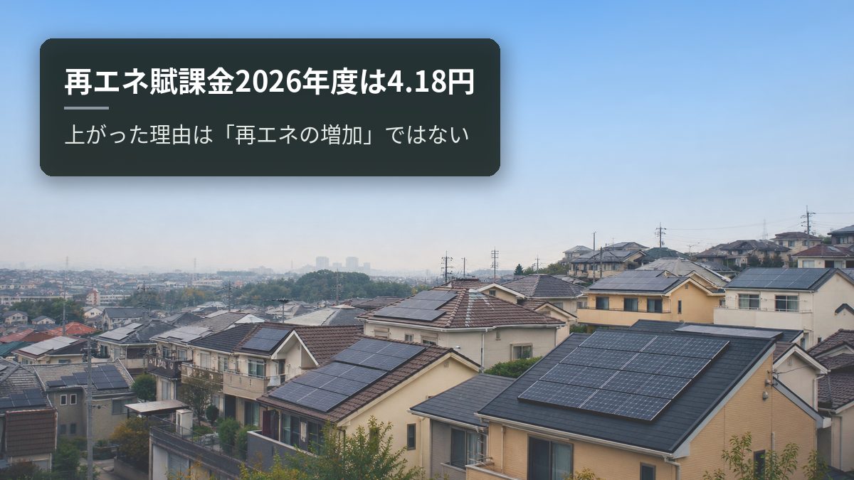 再エネ賦課金2026年度は4.18円|上がった理由は「再エネの増加」ではない
