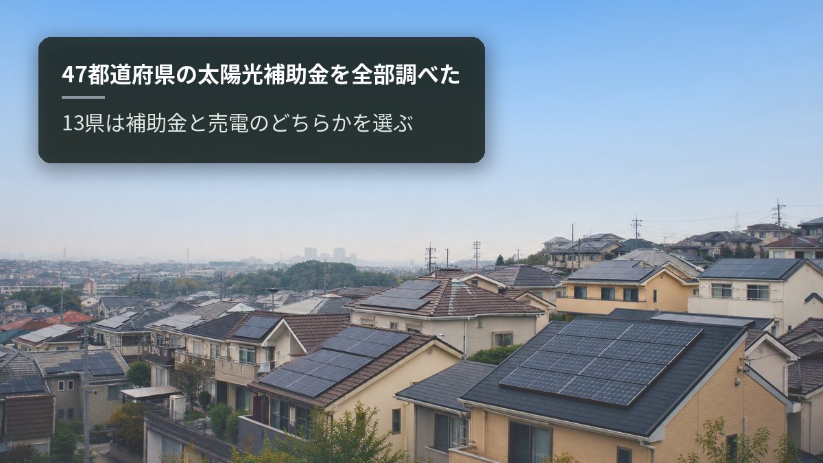 47都道府県の太陽光補助金を全部調べた｜13県は補助金と売電のどちらかを選ぶ